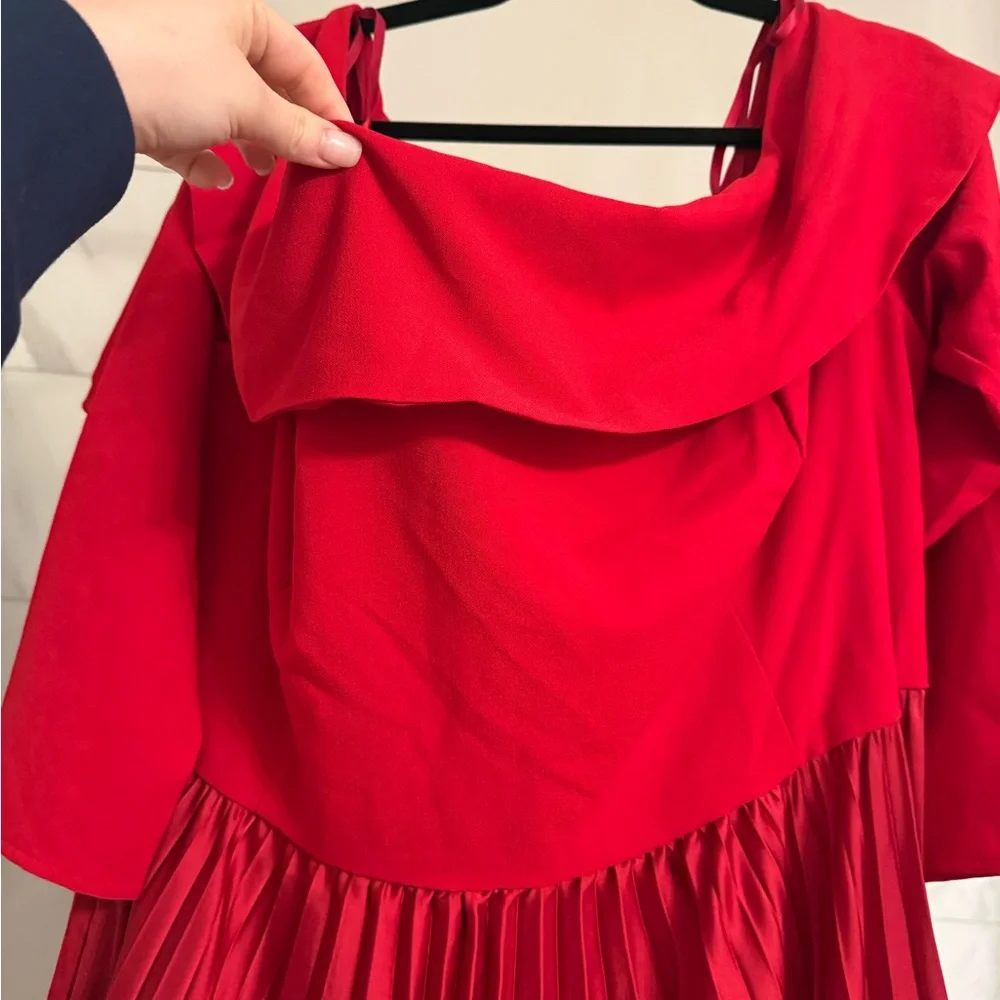 NWT Hutch Wedding Guest Dress Women's Long Sleeve Off-Shoulder Dress in Red - Picture 6 of 13